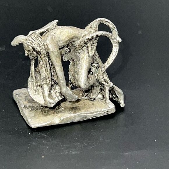 Vintage Davis Pewter Native American Indian Warrior Hunt Diorama Miniature Art - Picture 1 of 8